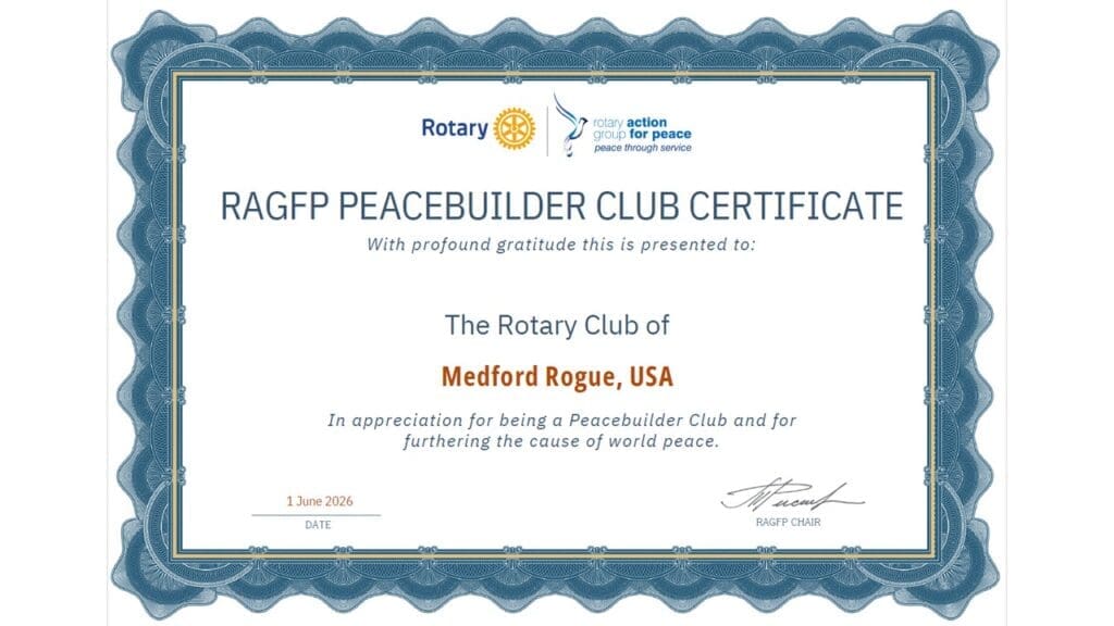 Peacebuilder Club Certificate